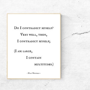 I Contain Multitudes Quote Walt Whitman Literary Poster Etsy