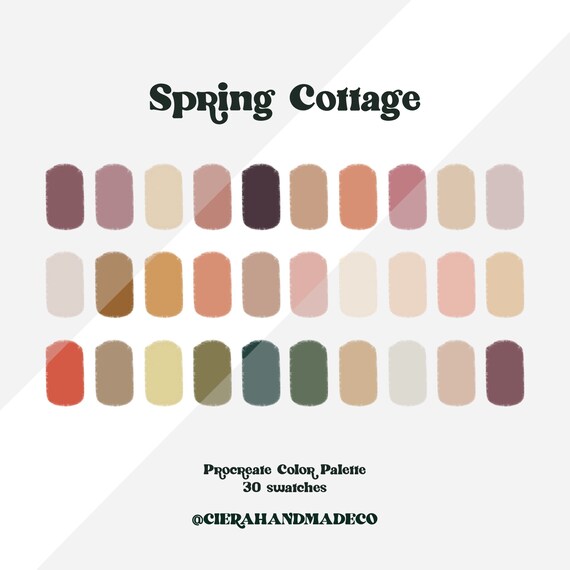 Spring Cottage PROCREATE Color Palette 30 Swatches Digital | Etsy