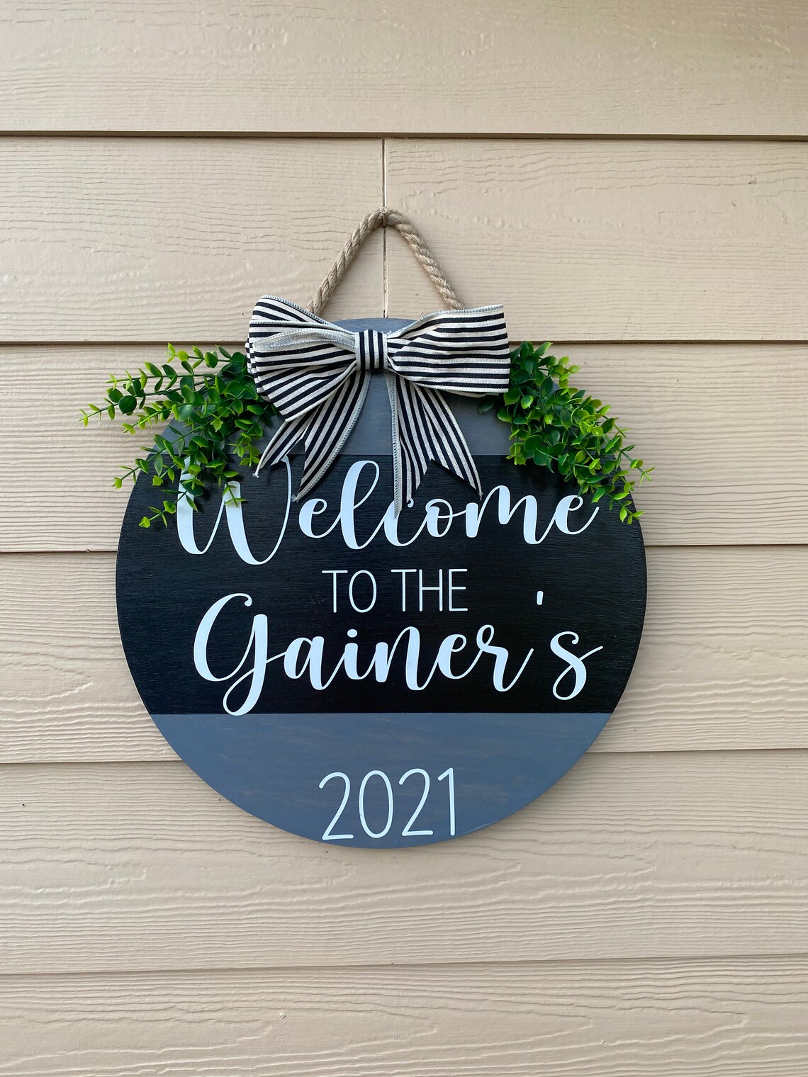 Last Name Door Hanger Front Door Sign Custom Made Sign Etsy