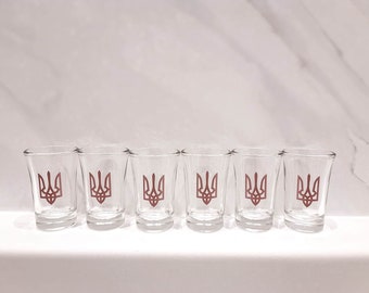 Ukrainian Tryzub shot glasses, set of 30