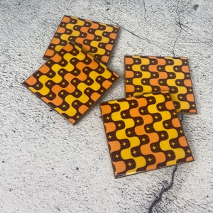 70s Design Retro Coasters: Handmade Wooden Coaster Set