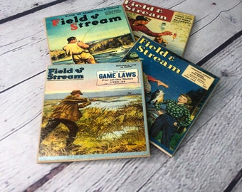 Field & Stream Magazine Coasters, Handmade Wooden Coaster Set