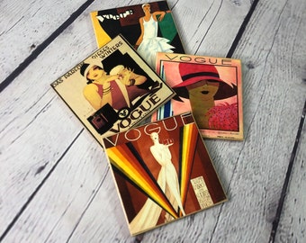 Vogue 1920s Fashion Coasters: Handmade Wooden Coaster Set