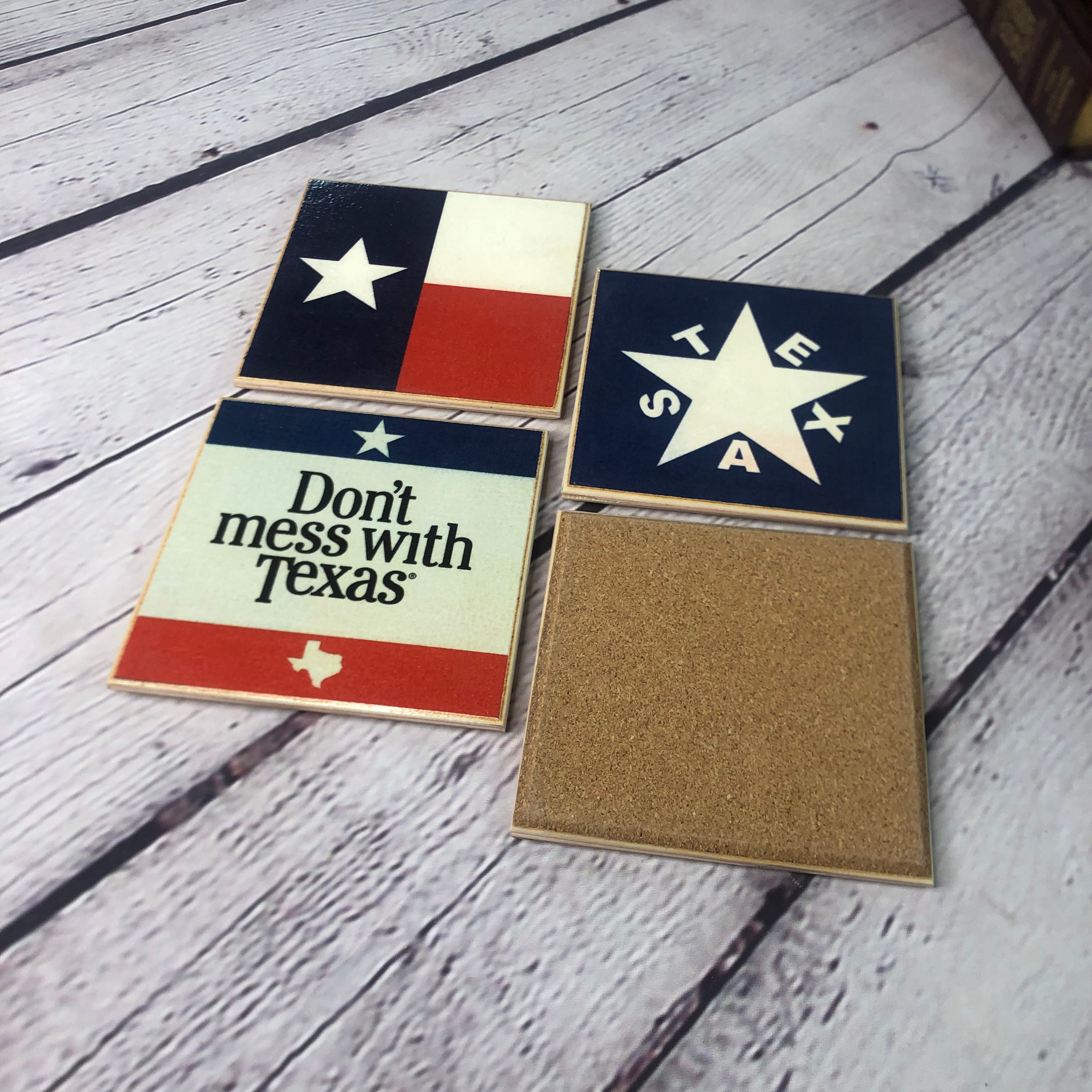 Texas State Flag Come and Take it Thin Cork Coaster Set of 4 