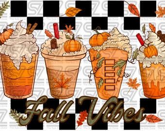 Fall Vibes pumpkin spice PNG digital file sublimation