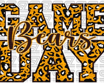 Game Day Bears-Gold & Brown PNG for Sublimation