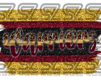 Warriors leopard brush stokes PNG/ back to school/ spirit shirt png/ digital file