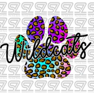 Wildcats rainbow paw PNG school shirt/spirit shirt