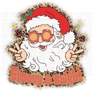 Groovy and Bright Santa PNG Sublimation ready
