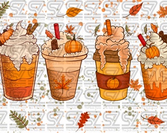 Pumpkin Spice fall leaves PNG digital file sublimation