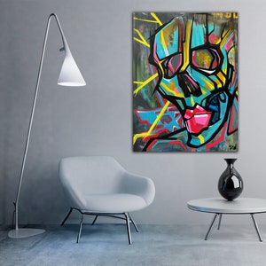 EyeCatchSkulls: Vibrant Contemporary Wall Art, Colorful Skull Decor for Him, Street Art Vibes, Perfect Man Cave Wall Art & Home Decor