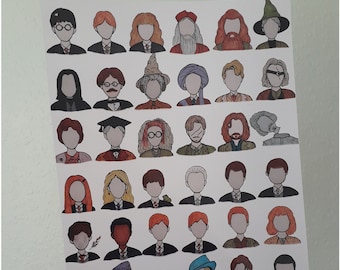Harry Potter A4 Character Print