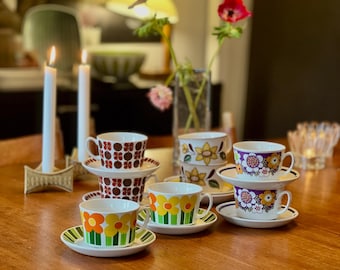 Figgjo Anne Marie Coffe Cup Duo Set, RARE Kirsten Selmer