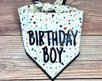 Blue Confetti Birthday Boy Tie-On Dog Bandana | 1st birthday bandana | birthday boy bandana | dog birthday bandana | dog bandana