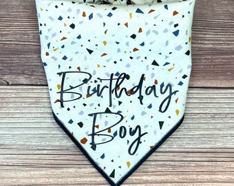 Blue Confetti Birthday Boy Tie-On Dog Bandana | 1st birthday bandana | birthday boy bandana | dog birthday bandana | dog bandana