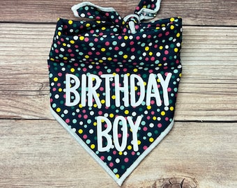 Polka Dot Birthday Boy Tie-On Dog Bandana | 1st birthday | puppy bandana | dog party | birthday girl dog | birthday boy dog | party bandana