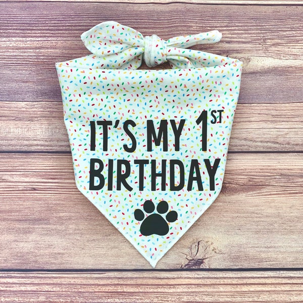 It’s My 1st Birthday Confetti Sprinkles Tie-On Dog Bandana | birthday party | first birthday | birthday boy | birthday girl | 1st birthday