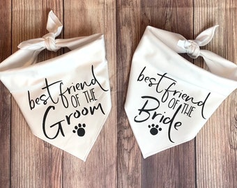 Best Friend of the Bride/Groom Wedding Tie-On Dog Bandana | wedding dog bandana | dog wedding attire | wedding dog gift |