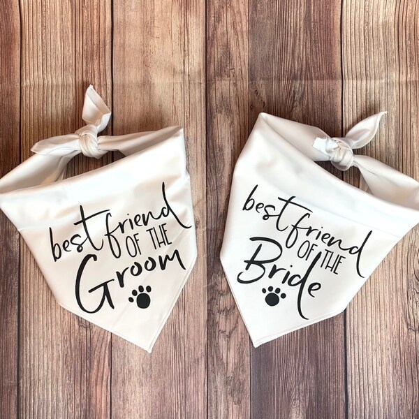 Best Friend of the Bride/Groom Wedding Tie-On Dog Bandana | wedding dog bandana | dog wedding attire | wedding dog gift |