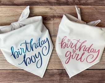 Birthday Dog Tie-On Dog Bandana | first birthday | puppy bandana | new puppy | birthday girl | birthday boy