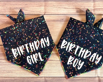 Neon Rainbow Confetti Birthday Tie-On Dog Bandana | 1st birthday | puppy bandana | birthday girl | birthday boy | dog first birthday