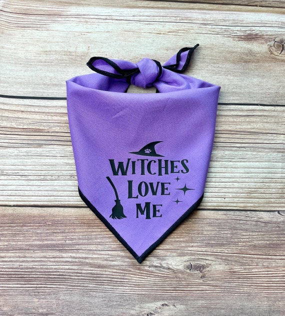 Witches Love Me Tie-On Dog Bandana | Halloween dog bandana | funny halloween bandana | spooky dog bandana  | funny bandana | trick or treat