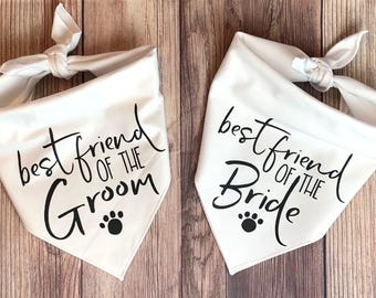 Best Friend of the Bride/Groom Wedding Tie-On Dog Bandana | wedding dog bandana | dog wedding attire | wedding dog gift |