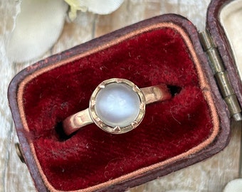 Antieke Edwardiaanse Maansteen Solitaire Ring 9 Karaat Goud 1907, Juni Geboortesteen, Maansteen Sieraden Sieraden Cadeau voor haar