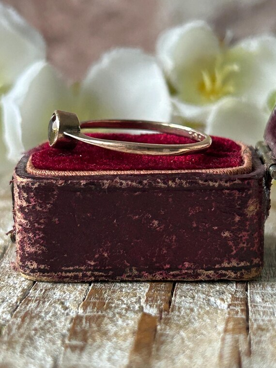 Antique Citrine Paste Solitaire Ring 9 Carat Yell… - image 4