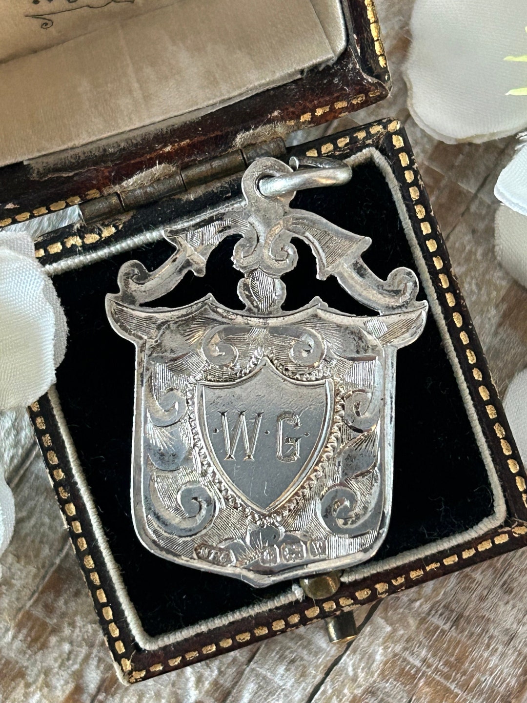 Antique Pocket Watch Fob Pendant Sterling Silver 1921 WG Etsy