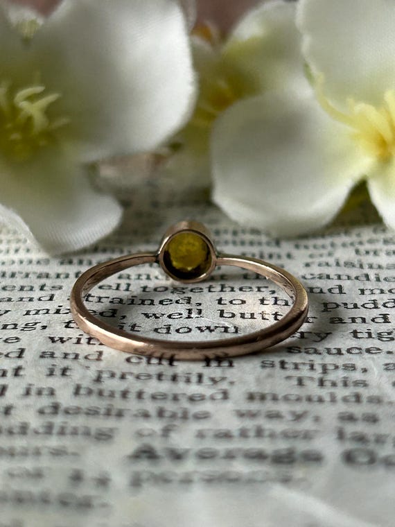 Antique Citrine Paste Solitaire Ring 9 Carat Yell… - image 9