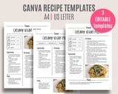 Canva Recipe Templates | Editable Cookbook | A4 & Letter | eBook Canva Templates | Printable Recipe Binder | Meal Planner | Custom Recipes