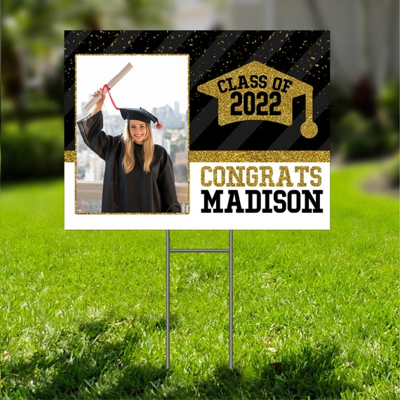 Glitter Custom Photo Graduation Lawn Sign Etsy