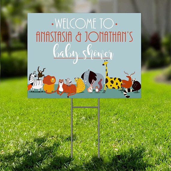 Animal Baby Shower Lawn Sign Etsy