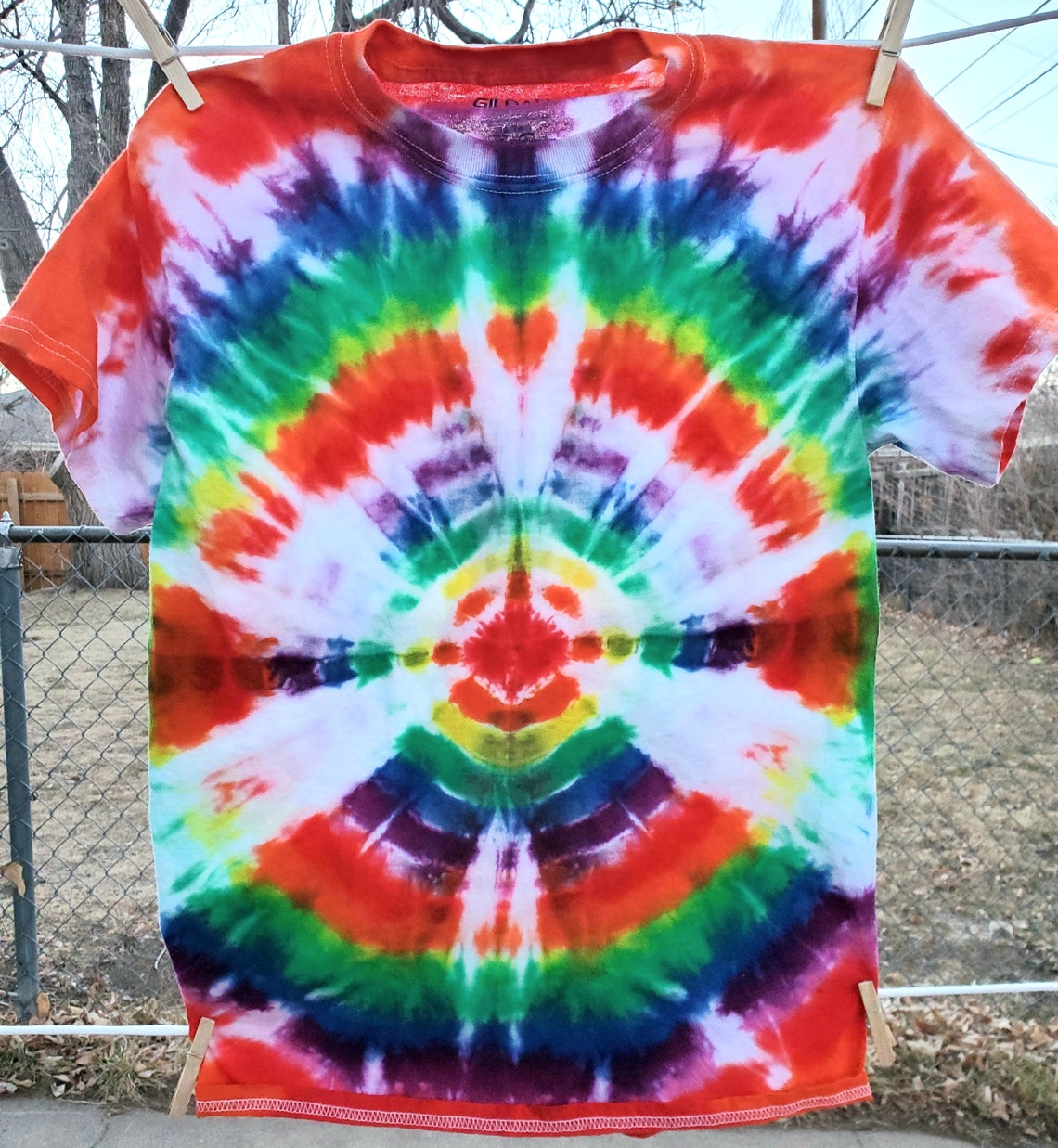 Handmade Tie dyed shirt Unisex S Rainbow bullseye | Etsy