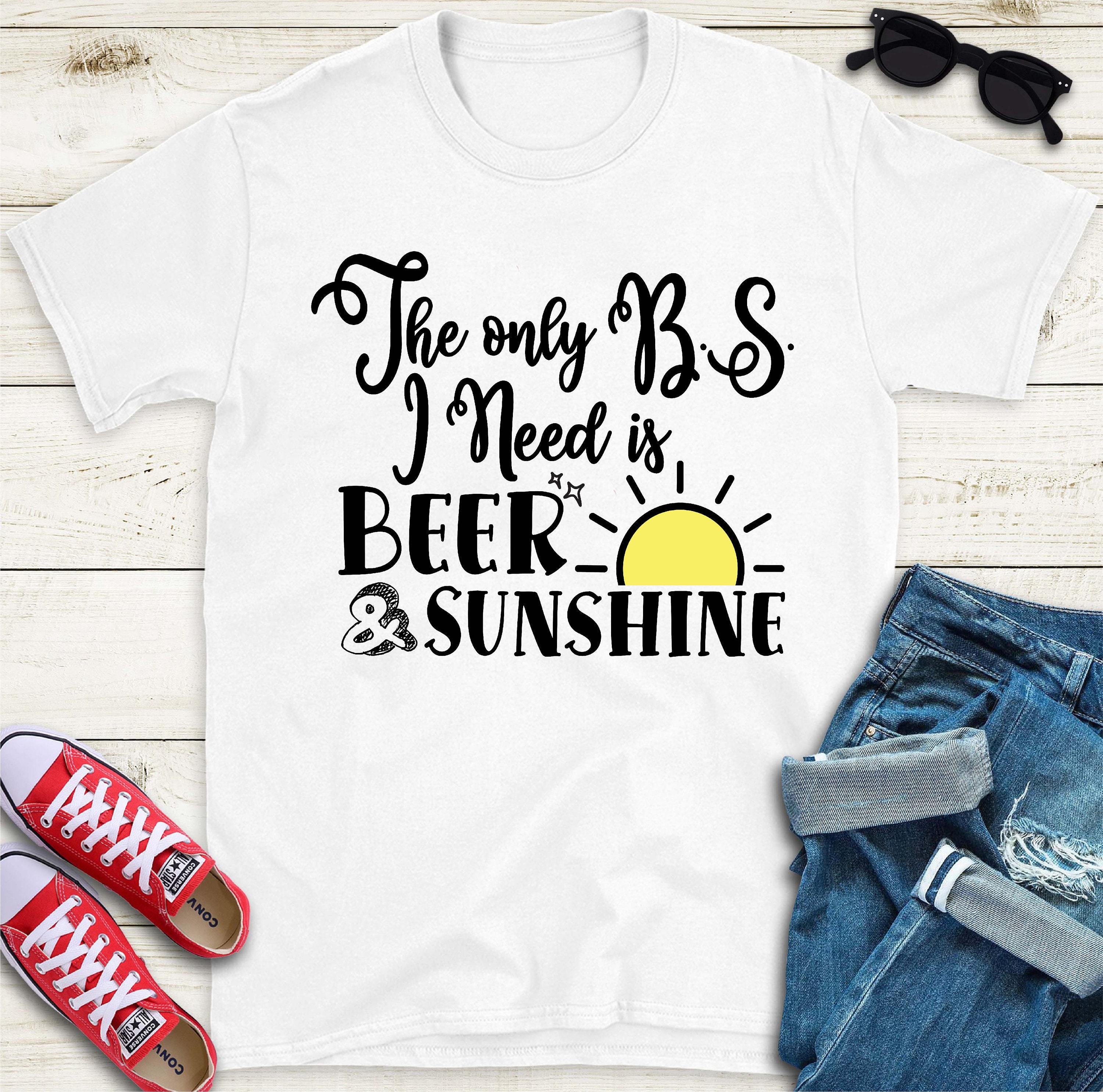 The Only BS I Need is Beer & Sunshine SVG Summer SVG | Etsy