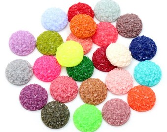 8mm Druzy Pink Glitter Round Cabochon DIY Jewelry Set of 10