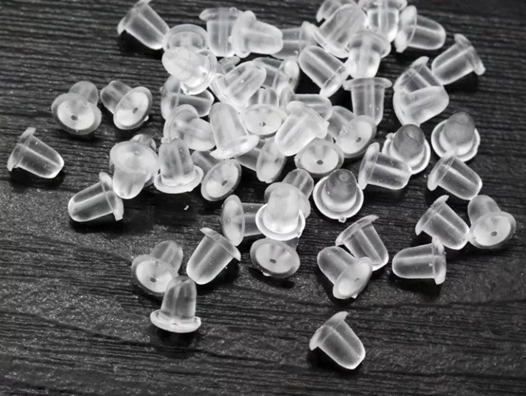 100 Pieces Soft Clear Earring Backings Silicone Rubber Safety Back