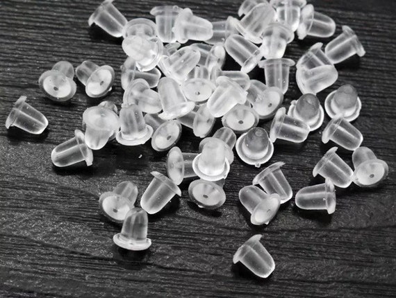 100pcs Plastic Earring Backs in Clear Silicone, Soft Plastic Ear Nuts