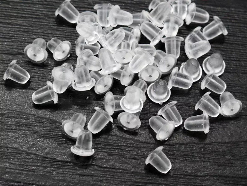 100X earrings plastic rubber plug stud stoppers findings post backs&l back Y9T1 