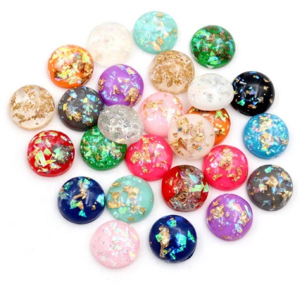 10mm or 12mm mixed colours cabochon, gold fleck Cabochon, sets of 10 (5 pairs)