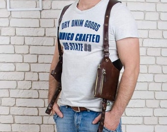 Bag Holster Leather Accessories anniversary gift personalized gift  customized gift handcrafted men’s anniversary gifts double holster bag