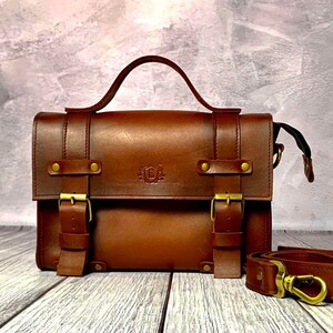 Maletín de cuero vintage, bolso de cartera con asa, bolso de cartera, bolso de mensajero, bolso de hombro bolso de maletín de cuero para mujer