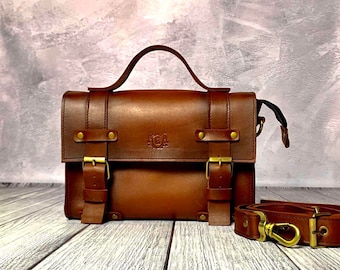 Vintage Leather Briefcase,Handle Wallet Bag,Satchel Bag,Messenger Bag,Shoulder Bag Ladies Leather Briefcase Bag