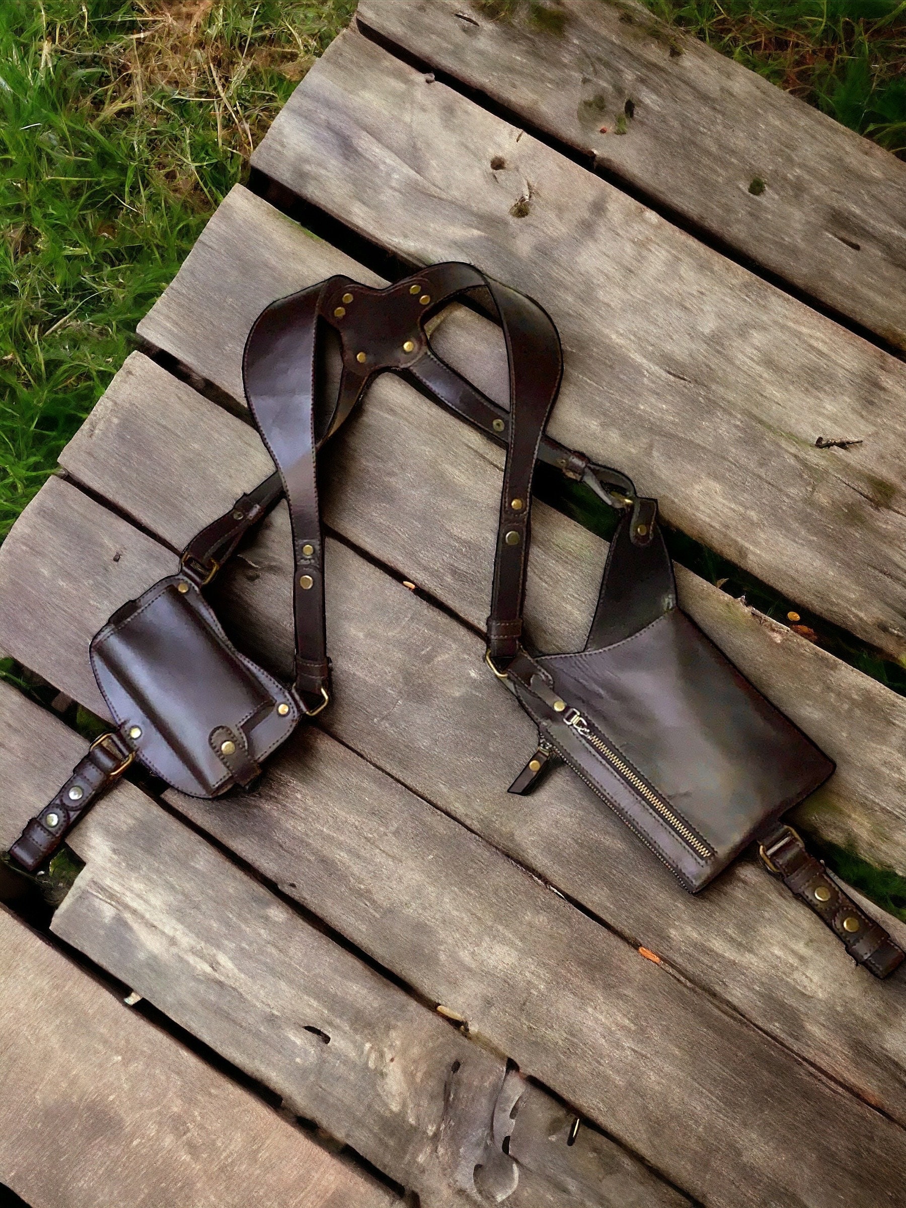 Leather bag-holster leather holster handmade gift personalised Leather holster bag Leather shoulder holster bag Personalization