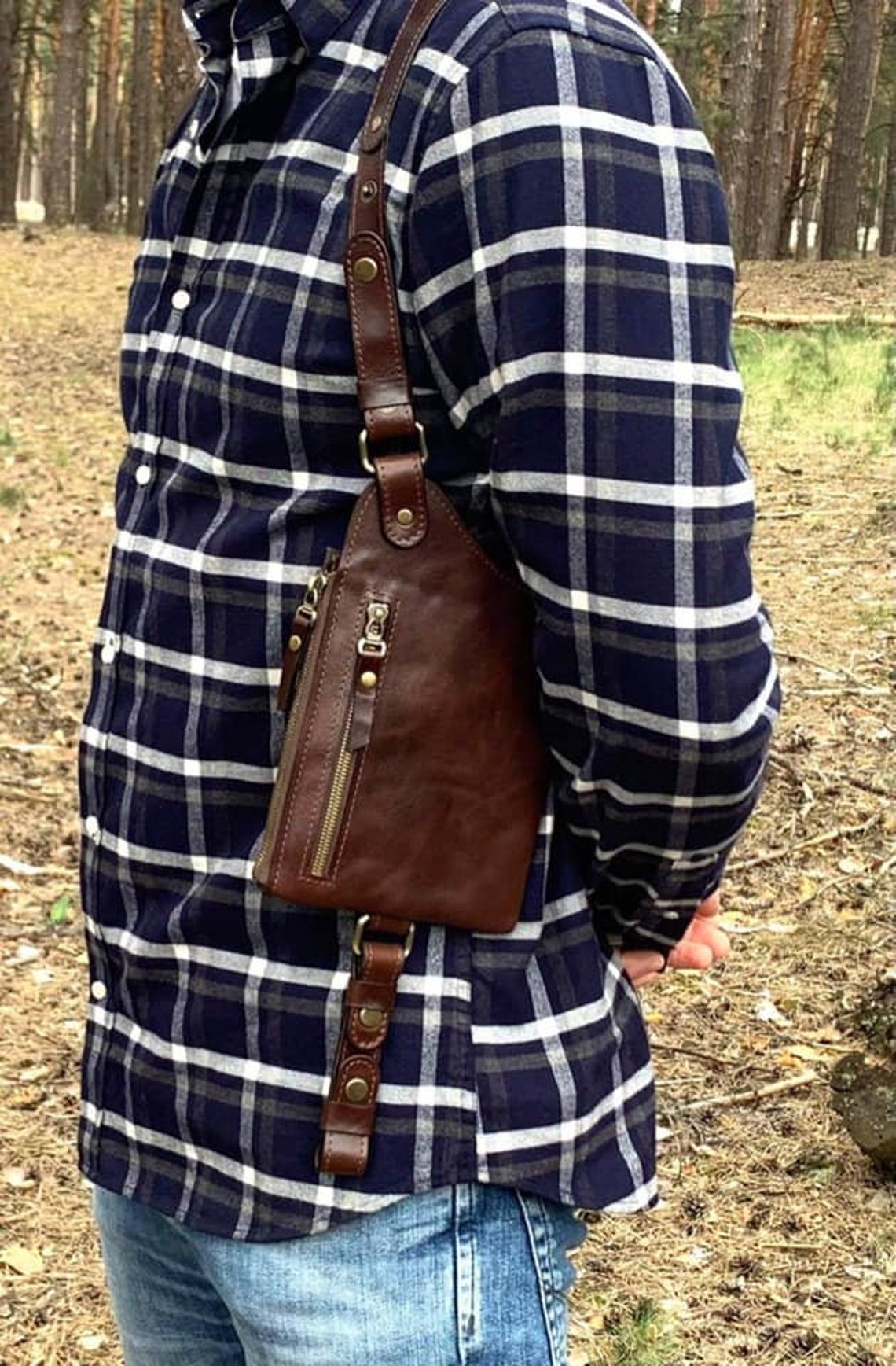Holster Bag Leather Shoulder Harness Bag Suspenders Pockets Etsy