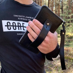 Bolso de mano de cuero para hombre