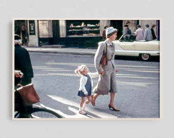Mother Daughter Photo, Street Photo, Nursery Artwork, Vintage Women Print, Entryway Photo, Vintage Photo, Mothers Day Gift From Daughter