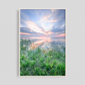 Ocean Green, Ocean Photography, Water Print, Ocean Sunrise, Water Green Print, Pink And Blue Clouds, Ocean Clouds, Ocean Sunrise Wall Decor