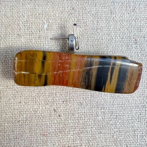RARE Petrified Wood Pendant Necklace / Stone Jewelry / Bright Color Necklace / Unique Pendant / Women Silver Necklace